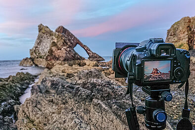 Kameraaufbau am Bow Fiddle Rock